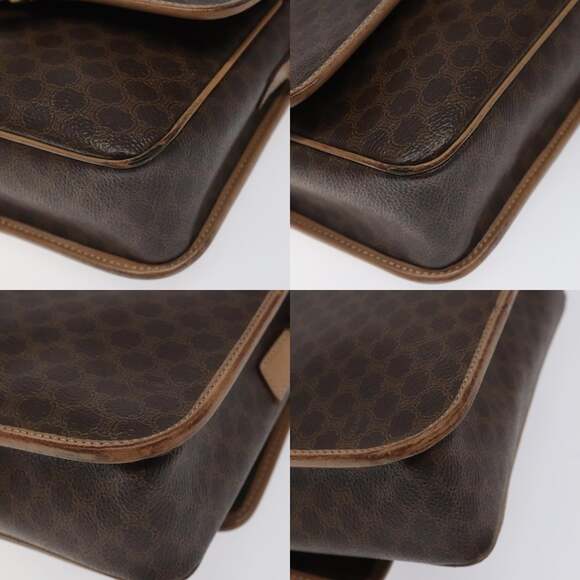 CELINE Macadam Canvas Circle Shoulder Bag Pvc Leather Brown Gold - Picture 10 of 12